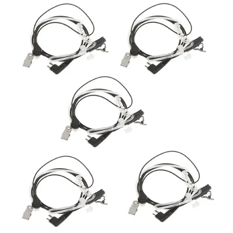 

5PCS FBI Covert Acoustic Air Tube Throat Vibration Earpiece Headset PTT Mic for Motorola GP68 GP88 GP300 Radio Walkie Talkie