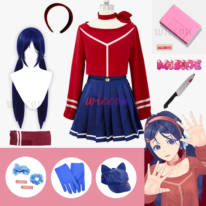 

Anime Game MiSide Crazy Mita Cosplay Costume Мита Wig RolePlay Women Sexy Girls Uniform Dress Hat Shoes For Halloween Customized