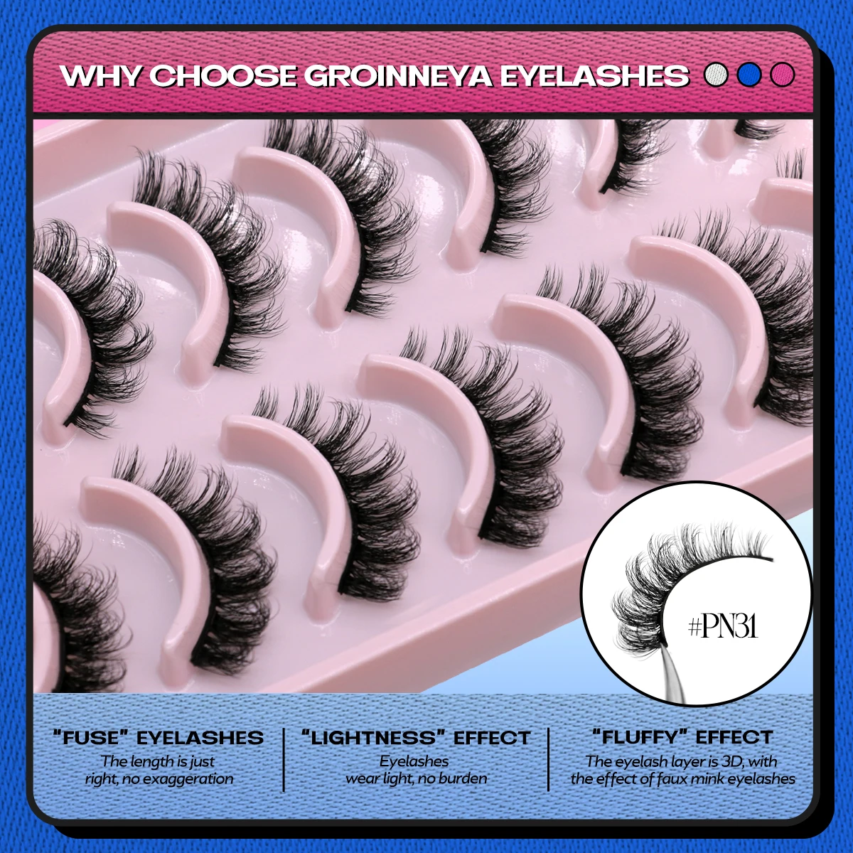 GROINNEYA 10 Pairs Eyelashes Cat Eye Lashes 3D Natural False Fluffy Wispy Natural Cross Eyelash Extension Makeup