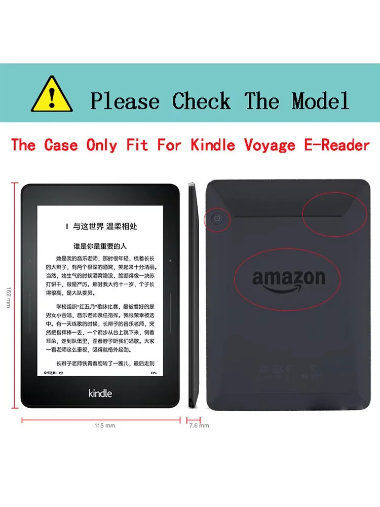 Funda protectora delgada para Kindle Voyage, cubierta de cuero PU para lector de libros electrónicos, 2014