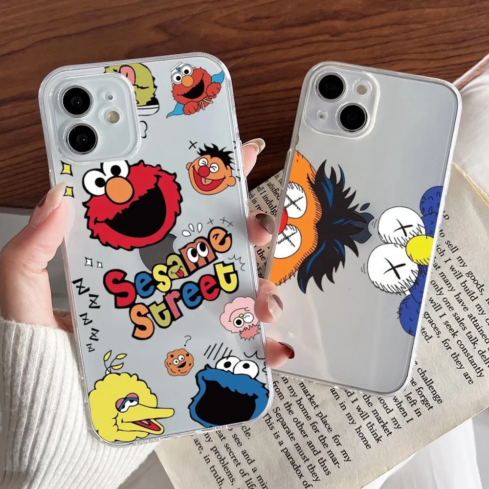 S-Sesame-Streets Phone Case For Iphone 16 15 11 13 14 Pro Max 7 8 Plus X Xr Xs Max 12mini Transparent Cover