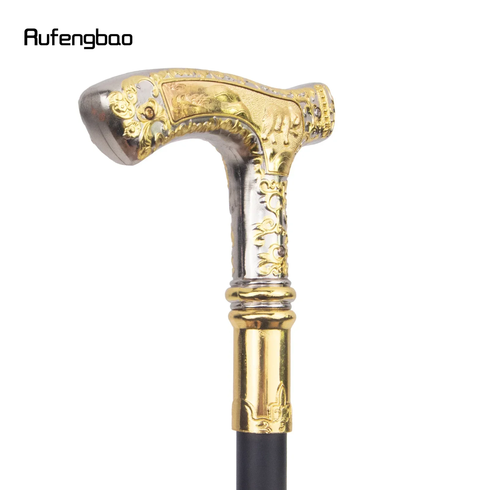 Urso de luxo branco dourado Handle Walking Cane, Bastão decorativo de moda, Cavalheiro elegante Cosplay Knob Crochet, 90cm