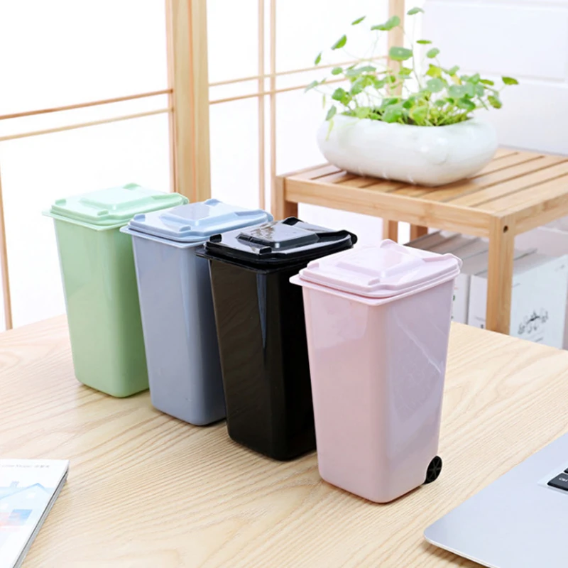 Mini Desktop Cat Litter Trash Small Tabletop Trashbox Desk Portable Trash Can