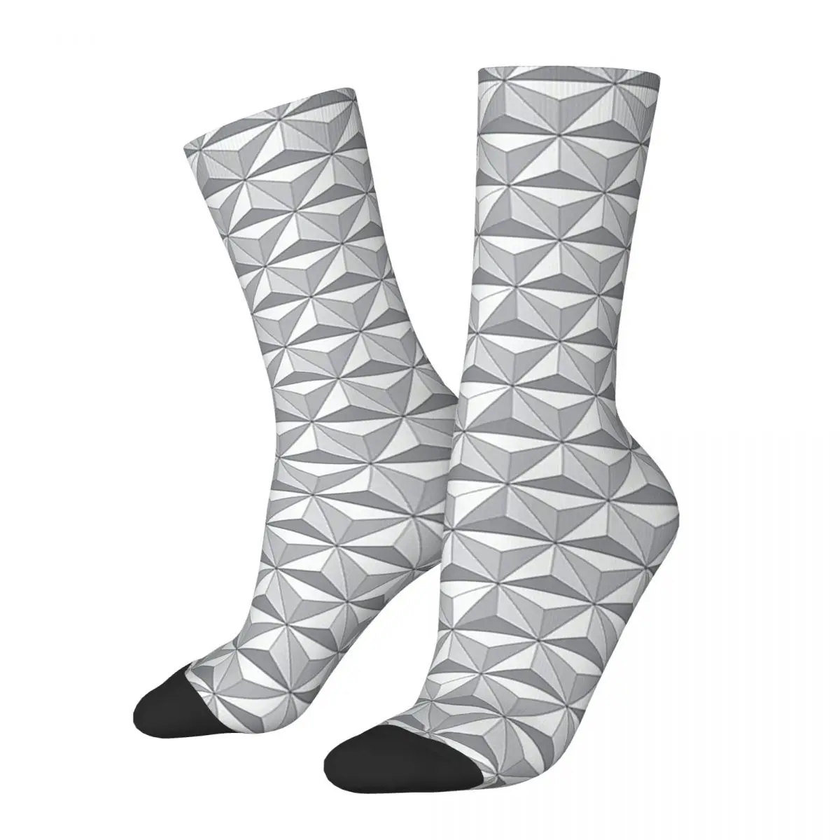 Geodesic Sphere, Greyscale - Dark Socks Super Soft Stockings All Season Long Socks Accessories for Unisex Christmas Gifts