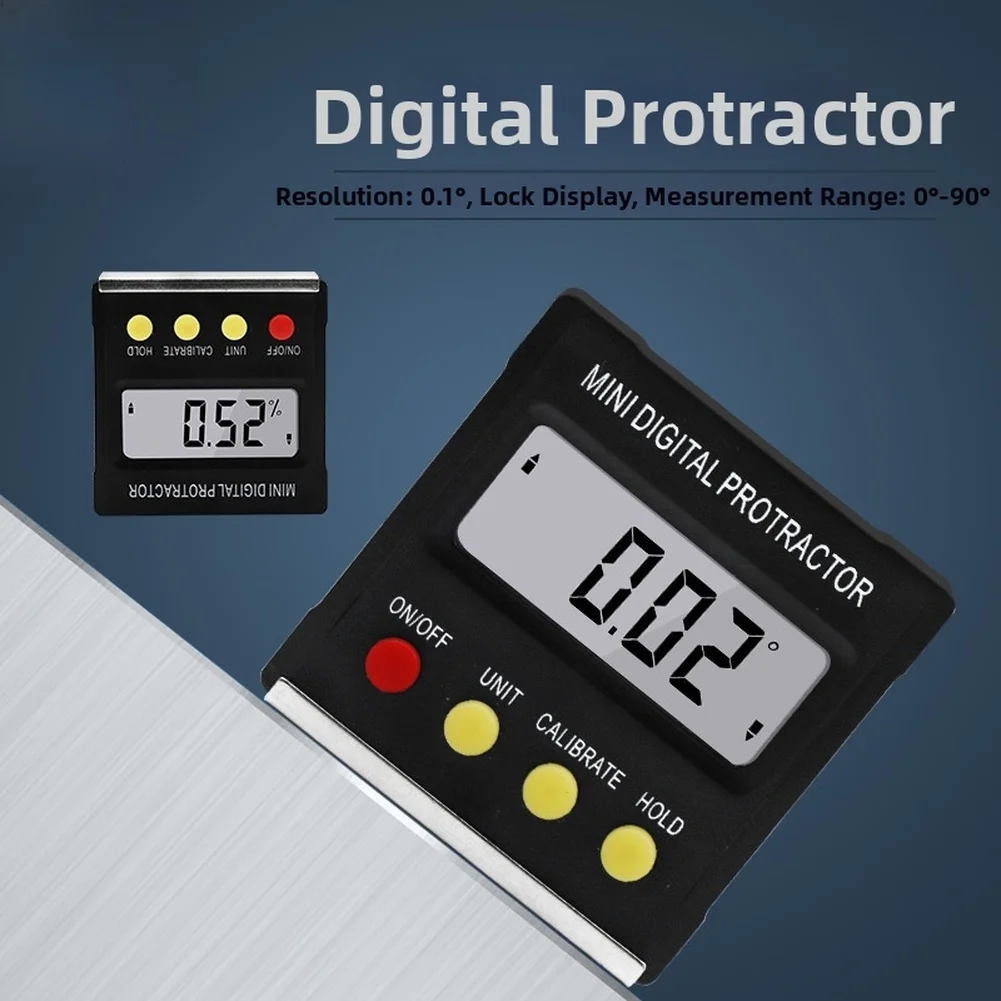 Digital Inclinometer Black Unit with Magnetic Mount LCD Display Dual Mode Measurement for Engineering Professionals