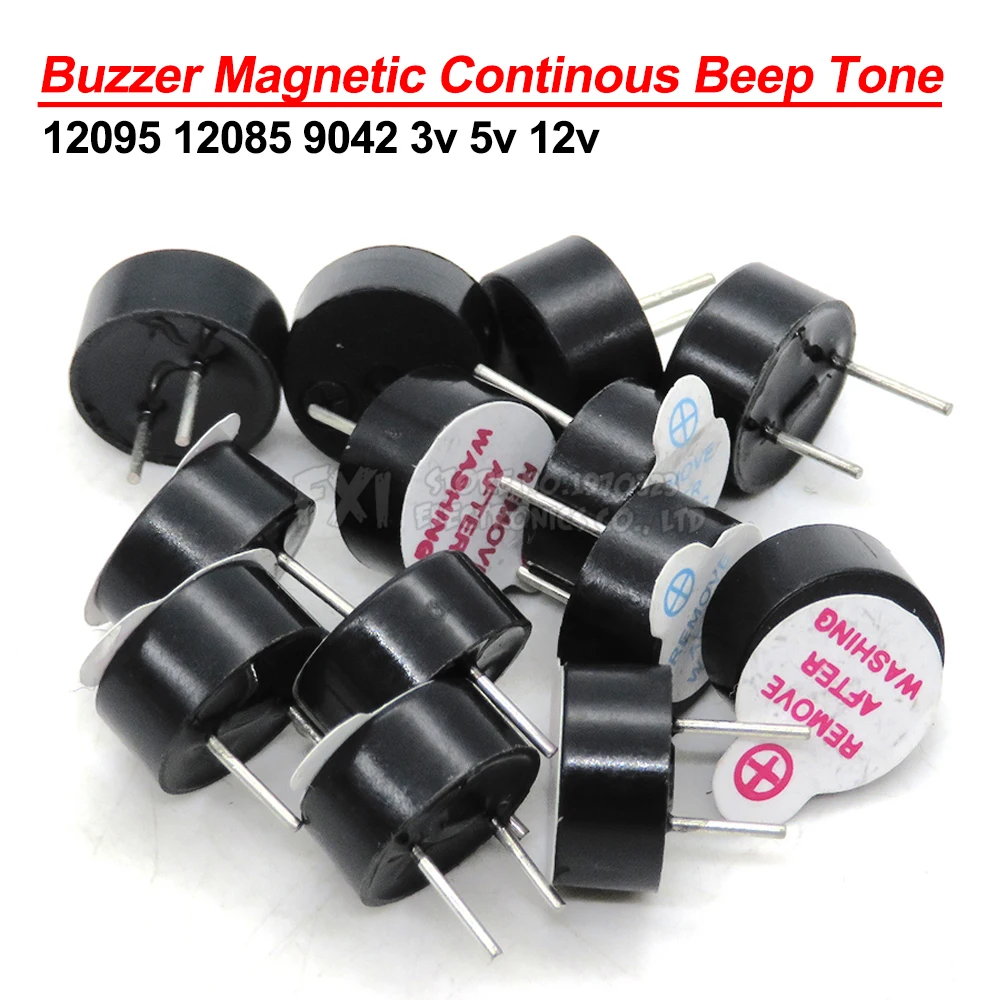 10 sztuk 12095 12085 9042 3v 5v 12v brzęczyk magnetyczny długi ciągły sygnał dźwiękowy 12*9.5mm 16R uniwersalny brzęczyk 12*8.5mm