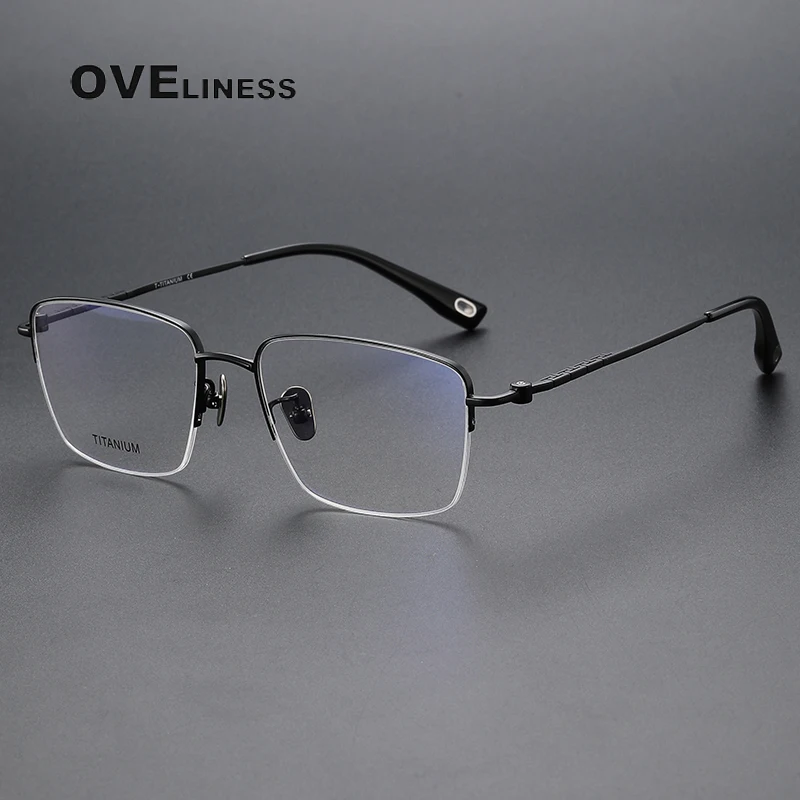 

2024 Business Men Ultralight Pure Titanium Glasses Frame For Myopia Reading Prescription Spectacles Half Rim Eyewear Spectacles