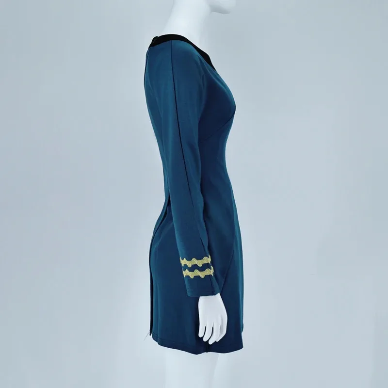 

CyNew High Quality Female Uniform Dress Duty TOS Cosplay Costume ST Costume Red Blue Halloween Party Prop