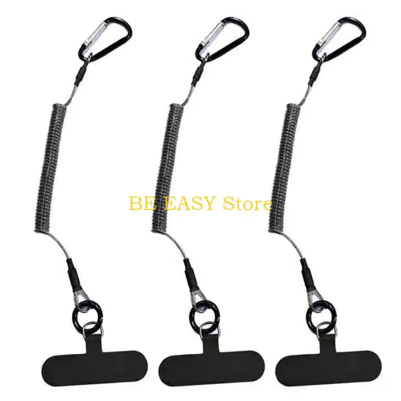 E28F Carabiner Phone Holder and Retractable Spring Cord Pull Phone Tether