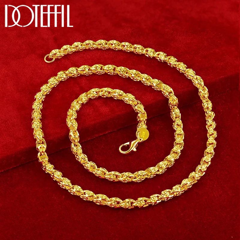 DOTEFFIL 18K Gold 925 Sterling Silver 20 Inch 5mm Faucet Chain Necklace For Women Man Fashion Wedding Engagement Charm Jewelry