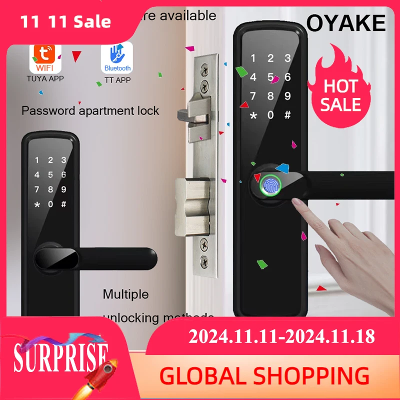 Smart fingerprint door lock apartment hotel long-term short-term rental limited time password USB emergency unlock TUYA TT APP