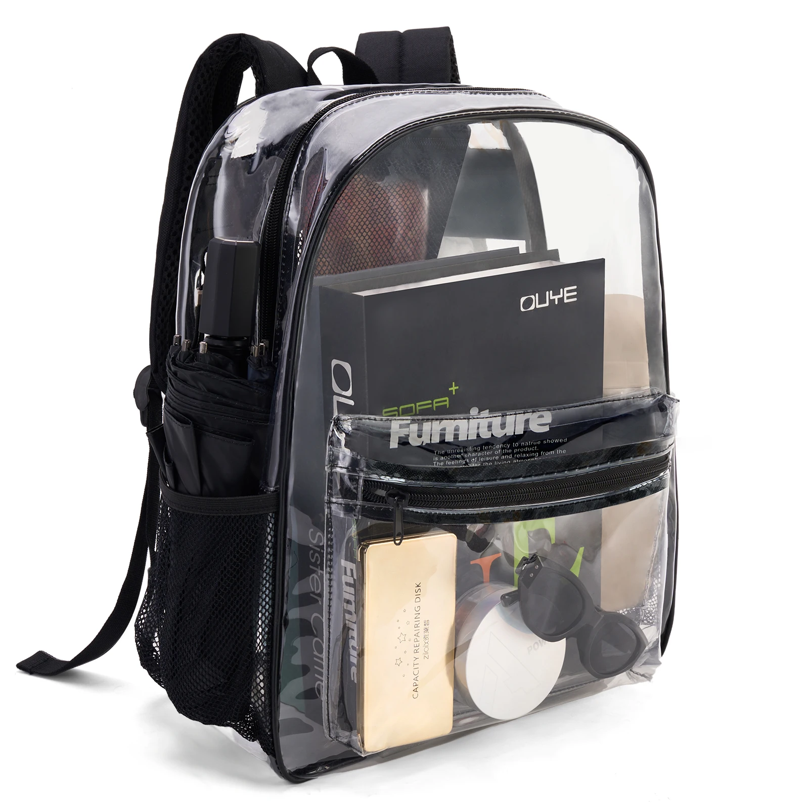 

Transparent Mini Backpack for Concert Events 15.5x12x6 Transparent PVC Backpack Transparent Bag for Concert Work Festival Safe T