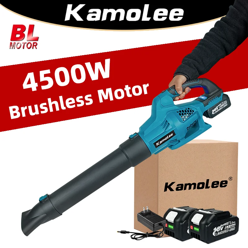 Kamolee 4500W Industry Cordless Air Blower Snow Blower Dust Leaf Collector Cleaning Sweeper Garden Tool 6 Speed