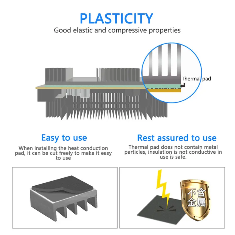 Pad Termal Silikon Plester Non-konduktif CPU Kartu GPU Air Pendingin Tikar 21W/Mk 100X100mm Kualitas Tinggi Heatsink Pendingin Pad
