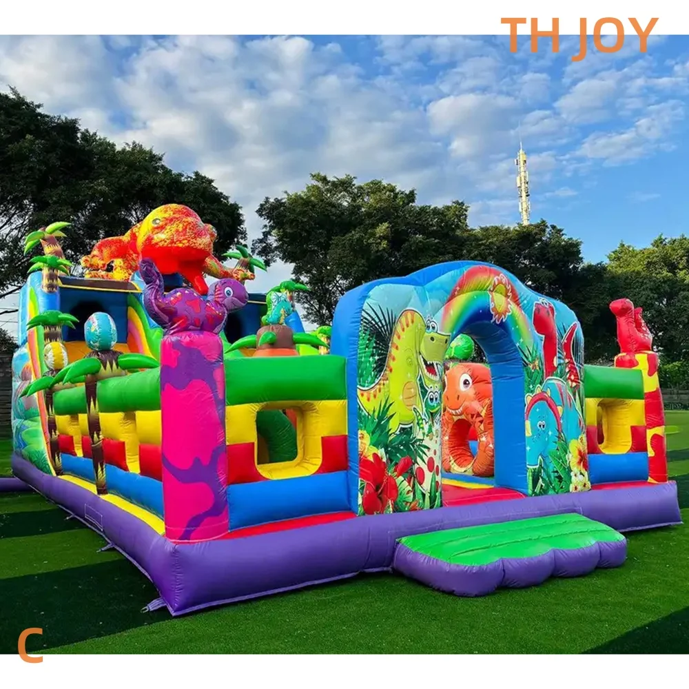 恐竜テーマのインフレータブル遊具、ファンシティバウンサー、ジャンププレイグラウンド、スライド付きバウンシーコンボインフレータブルキャッスル