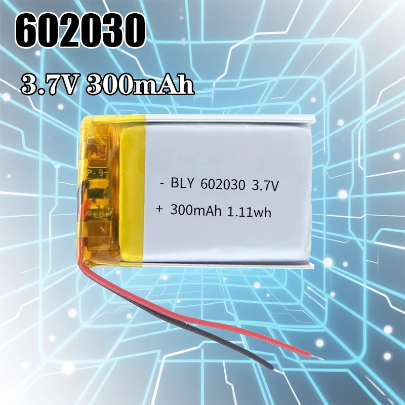 602030 3.7V 300mAh Real Capacity Polymer Lithium Ion Rechargeable Battery for Toys LED Light Bluetooth Speaker Tools Accessory