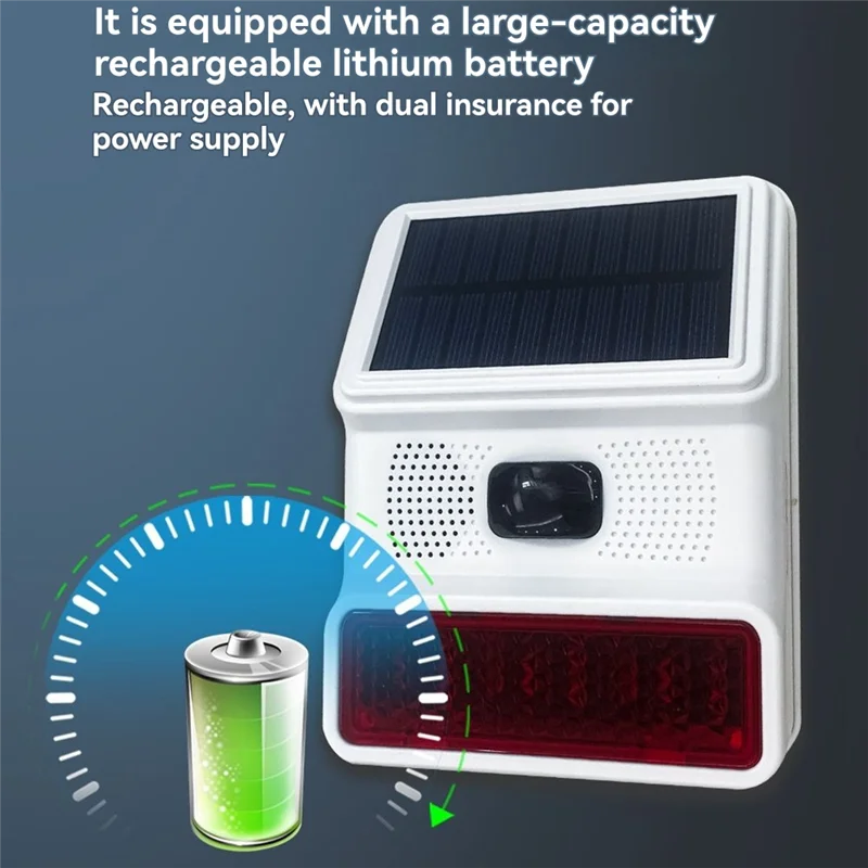 Bezprzewodowa syrena alarmowa AT41 zasilana energią słoneczną, czujnik alarmowy z dźwiękiem i światłem do użytku zewnętrznego, do systemów alarmowych 433Mhz Wifi GSM do domu, gospodarstwa.
