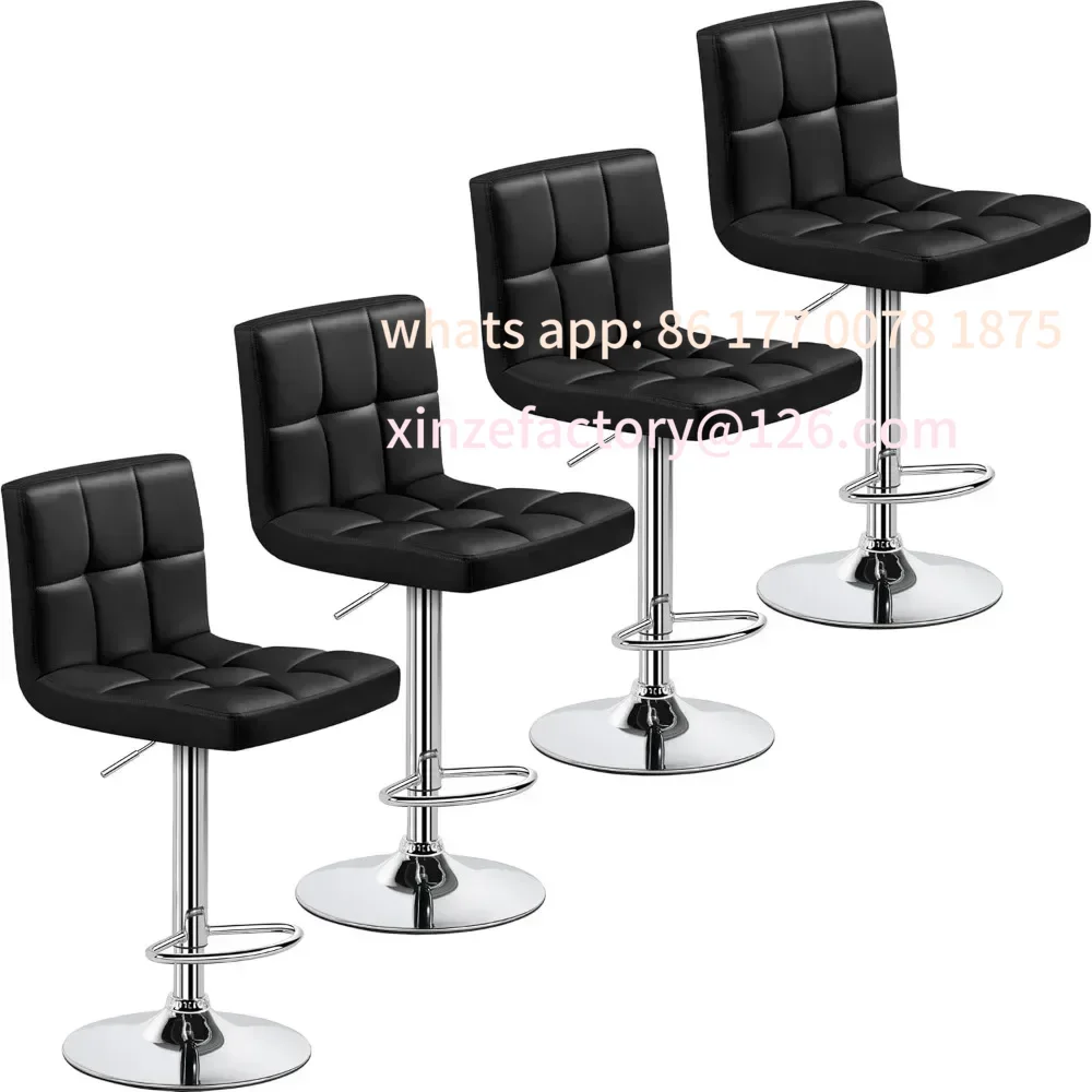 Juego de 4 taburetes de bar, taburetes de bar giratorios de cuero PU, sillas de mostrador ajustables en altura, taburetes modernos con respaldo para bar y cocina