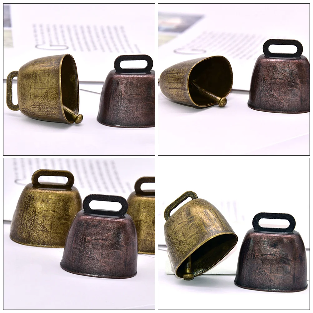 4 Pcs Metal Cow Bell Iron Ring Chime Bells for Farming Jewelry Tinkle Grazing Mother Sheep Anti-lost Hanging Decor