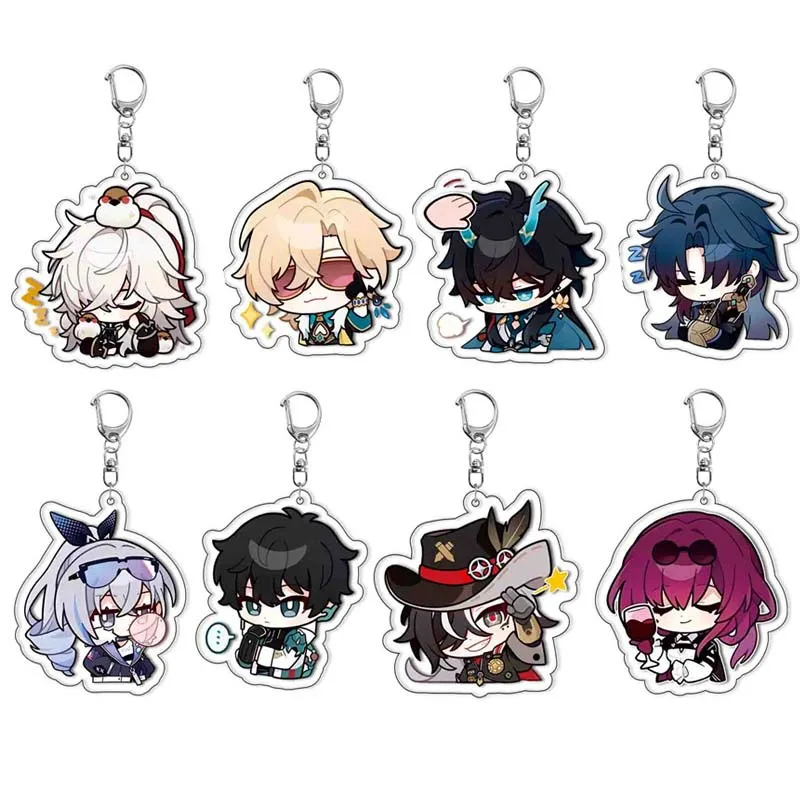 New Game Honkai:Star Rail Keychain Cute Himeko Dan Heng Pendant Key Chain Kawaii Figures Keyring Bag Accessories Arcylic Jewelry