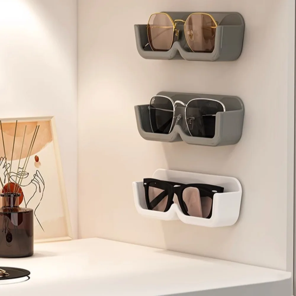 Punch-free Sun-glasses Display Holder Wardrobe Decoration Wall Mounted Glass Showcase Portable Home Tidying Eyewear Storage Box