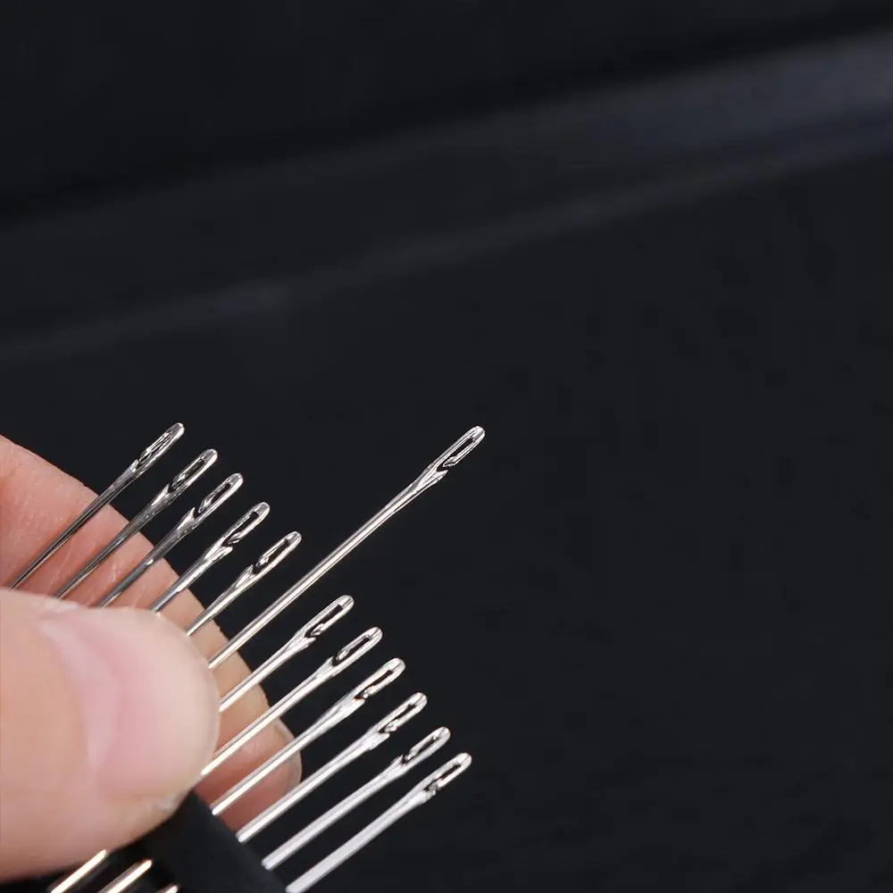 12Pcs Side Hole Blind Needle Multi-size Stainless Steel Sewing Needles Effortless Premium Threading Needles Household