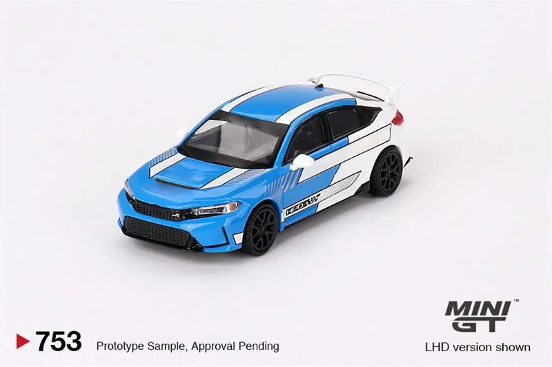 

MINI GT 1:64 Civic Type R # 3, 2023, литая под давлением модель автомобиля с левым рулем, синий