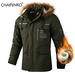 Parkas gruesas y cálidas de lana para hombre, chaqueta con capucha y cuello de piel a prueba de viento, abrigo informal clásico, novedad de invierno, 2024