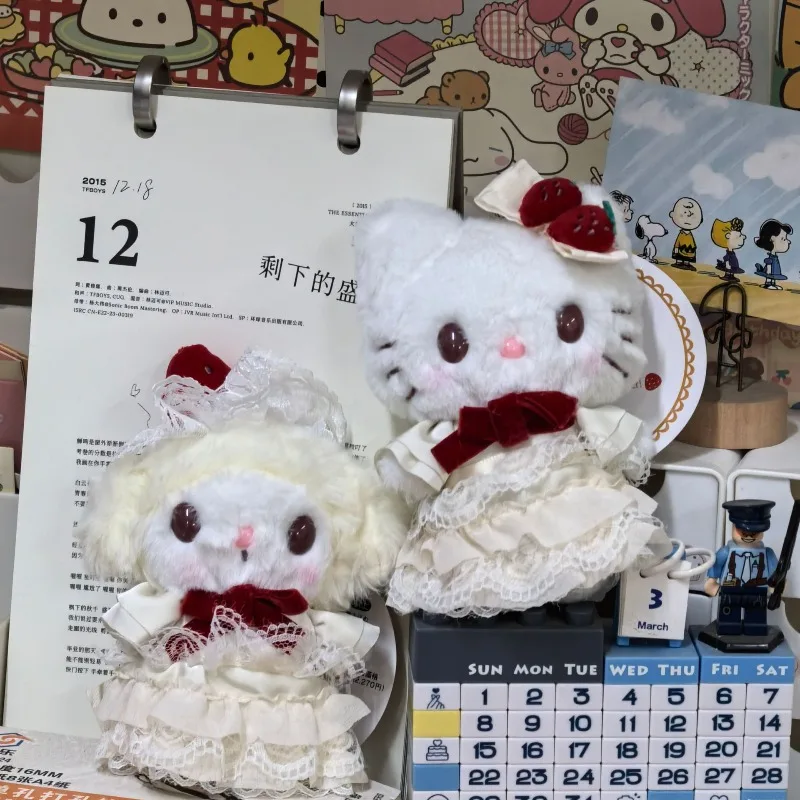 سانريو كارتون مرحبا كيتي الفراولة كعكة سلسلة أفخم المفاتيح قلادة Kawaii اليومية على ظهره الإكسسوارات #3