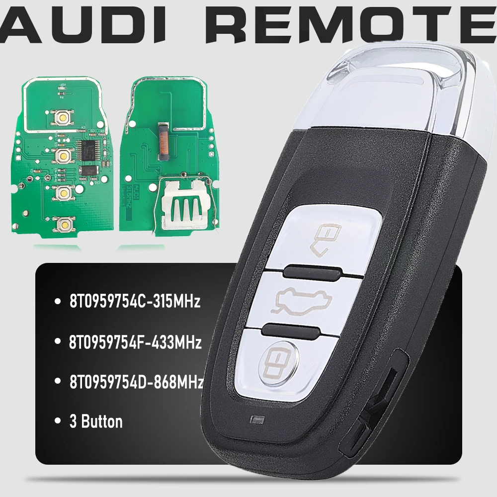 

KEYECU Smart Remote Key Semi Keyless 3B/4B 315MHz/433MHZ/868MHZ 8T0 959 754C for For Audi Q5 A4L A5 A6 A7 A8 RS4 RS5 S4 S5