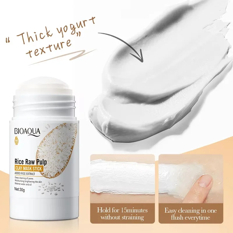 BIOAQUA White Rice Face Mask Moisturizing Stick Mud Blackhead Removal Firming Clay Anti Wrinkle Facial Masks Skin Care Products view 6