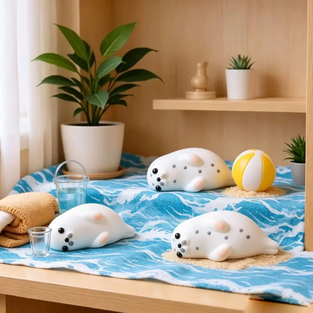 White-Spotted Seal Squeeze Big-Eyed Lying Down Pose Lying Down Seal Squishy Cute Design Squshy Texture Sensory Gift Idea