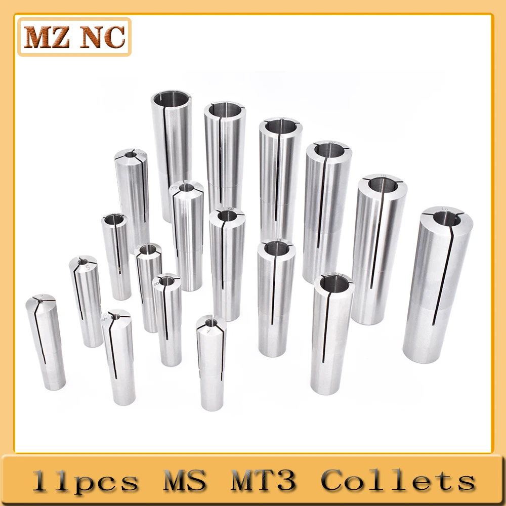 11pcs MT3 collet set chuck 3-20mm ms spring collet morse taper spring collet thread M12 collet chuck cnc milling