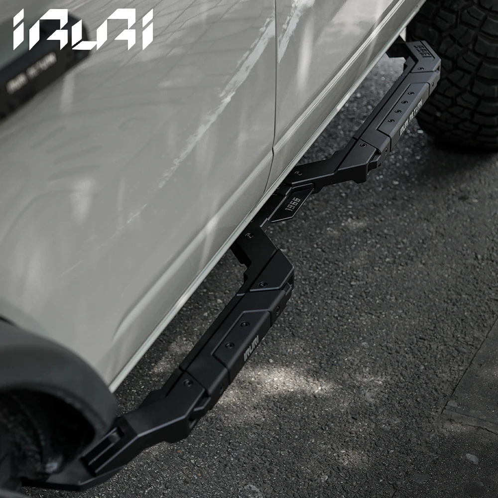 IRURI Side Step Running Boards Pair, Aluminum Alloy Offroad Rock Slider, No-Drilling Installation for Ford Bronco