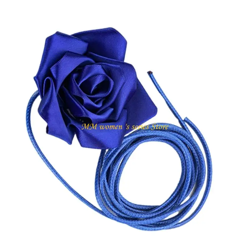 Q39C حزام الشريط الفاخر زهرة الورد قلادة قابلة للتعديل لمناسبة خاصة