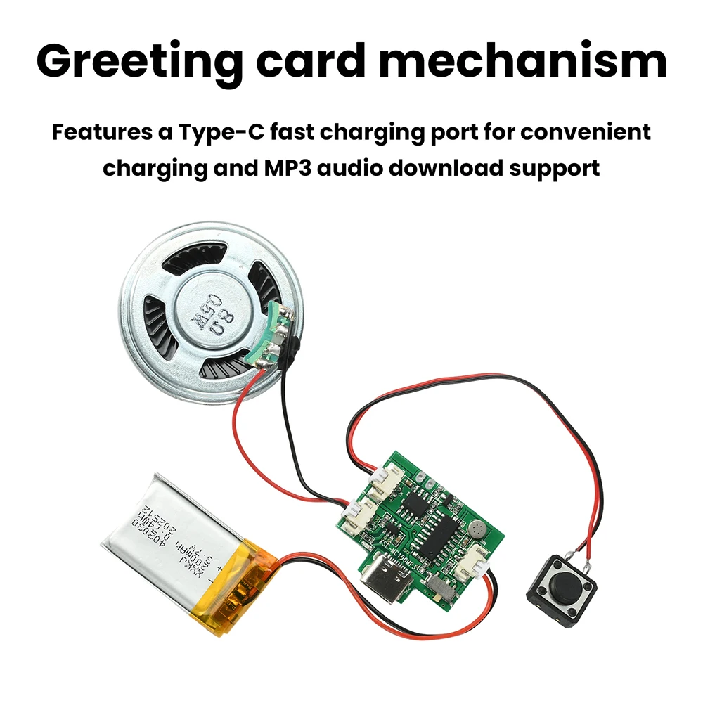 8M MP3 Typ-C Lade- und Audio-Download-Modul mit Ein-Klick-Aufnahmefunktion für DIY-Grußkarten, Pop-up-Bücher, Kühlschrankmagnete und handgemachte Geschenke – Detail 6