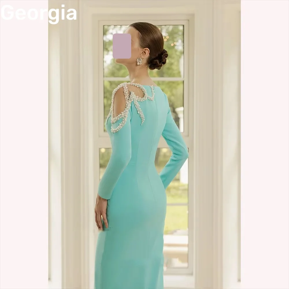 Personalize vestidos de noite bainha divisão decote colher vestidos de ocasião formal com zíper até mangas compridas vestidos de baile até o chão