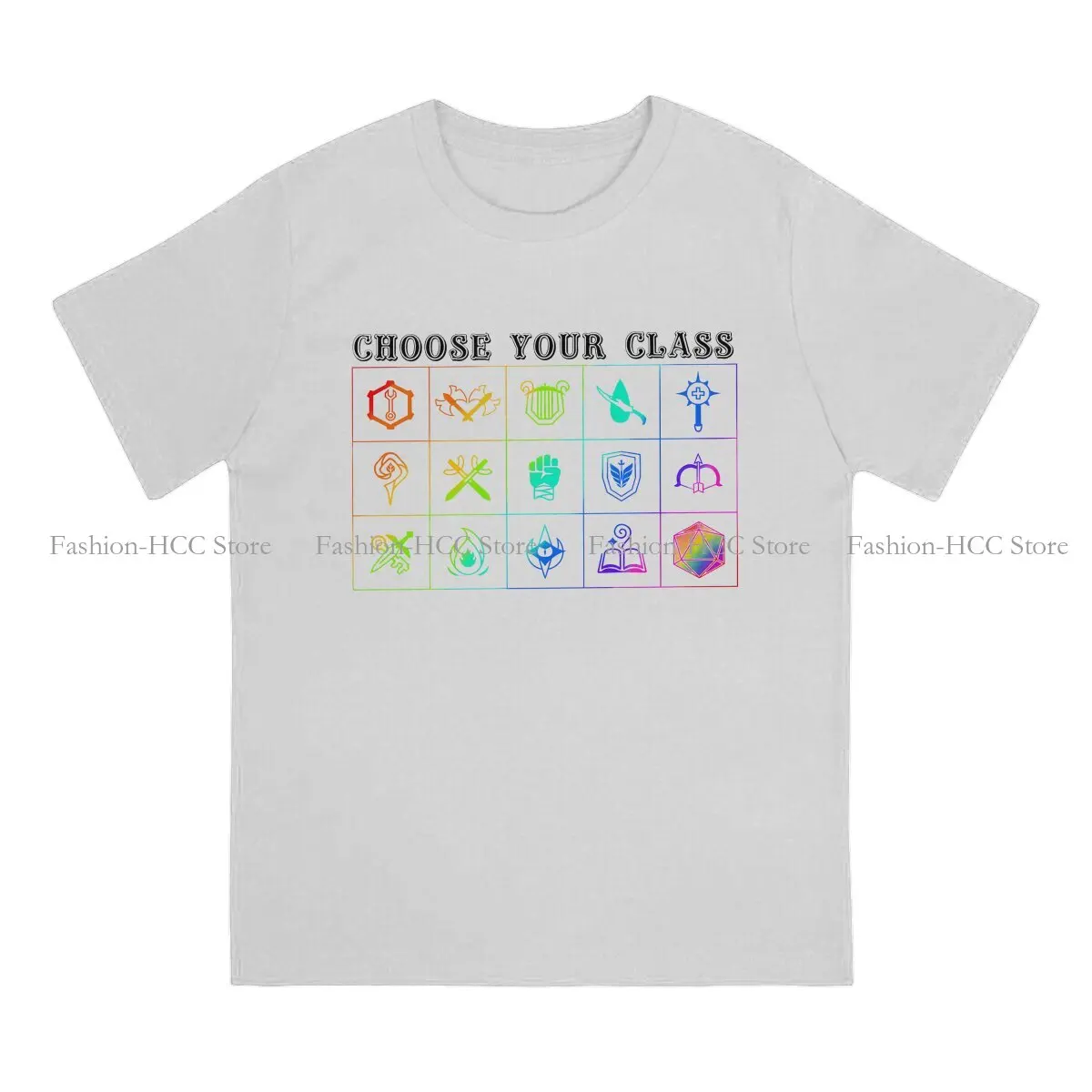 Choose your Class Rainbow Round Collar TShirt Dungeon Classic Polyester T Shirt Man's Clothes Individuality