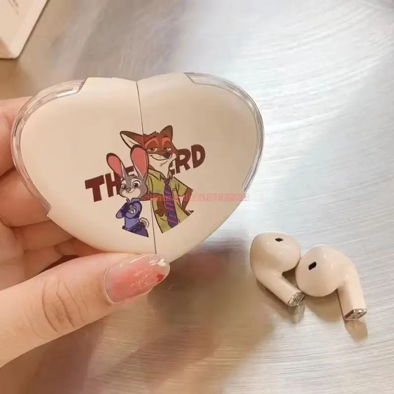 Hot Disney Original Zootopia Bluetooth Earphones With Semi In Ear Heart Shape And Portable Hanging Rope Design Game Headset Toy