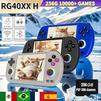 ANBERNIC RG40XX H Handheld Game Console Linux System Joystick RGB Lighting Effect Video Player 256G 300+ PSP Game RG40XXH Console