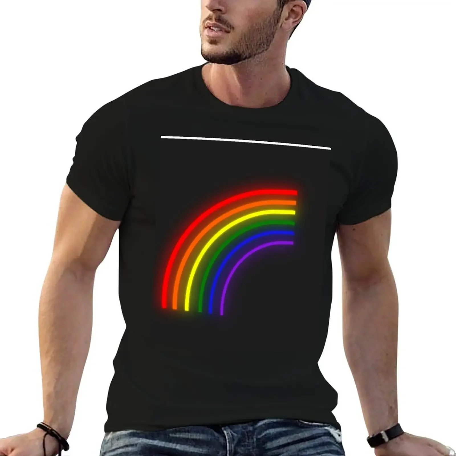 Neon Light Rainbow T-Shirt anime stuff oversized graphic tee mens graphic t-shirts pack