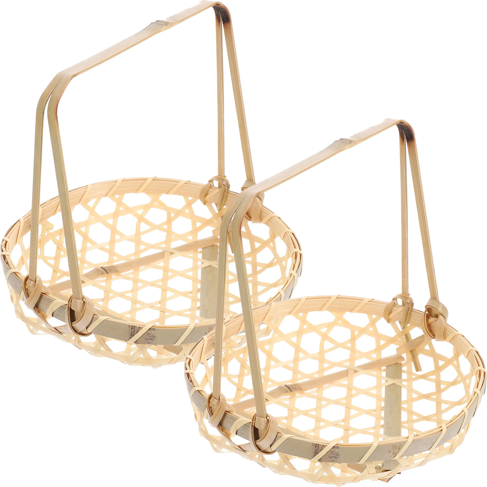 

2Pcs Bamboo Fruit Basket Handmade Storage Holder Creative Container for Food Sundries Garden Home Decoration