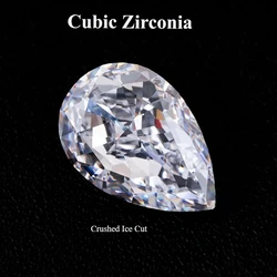 Cubic Zirconia White Pear Shape Crushed Ice Cut Gemstones Synthetic Lab Zircon CZ 4K Cutting 5A Diy Jewelry Making Material