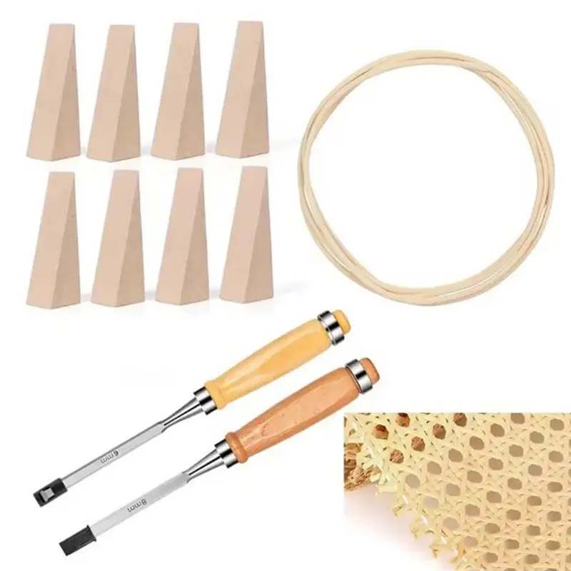 YANA50I DIY Repair Kit 1-Meter Rattan Coil Includes Carving Chisel And Wooden Wedge-Suitable For Repairing Rattan Furniture