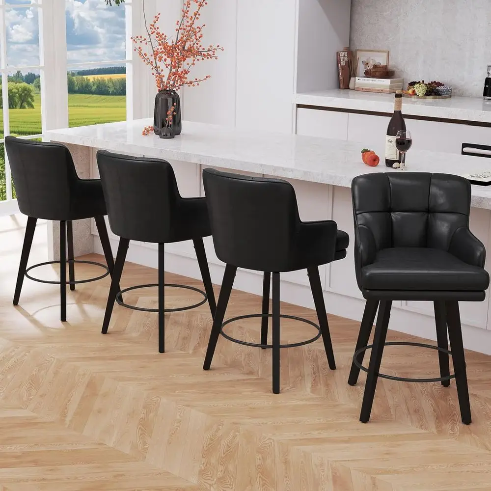 

360°Swivel Counter Height Bar Stools with Back, 26 inch Solid Wood Legs, Bar Stool Modern Kitchen Island Chairs,Customized