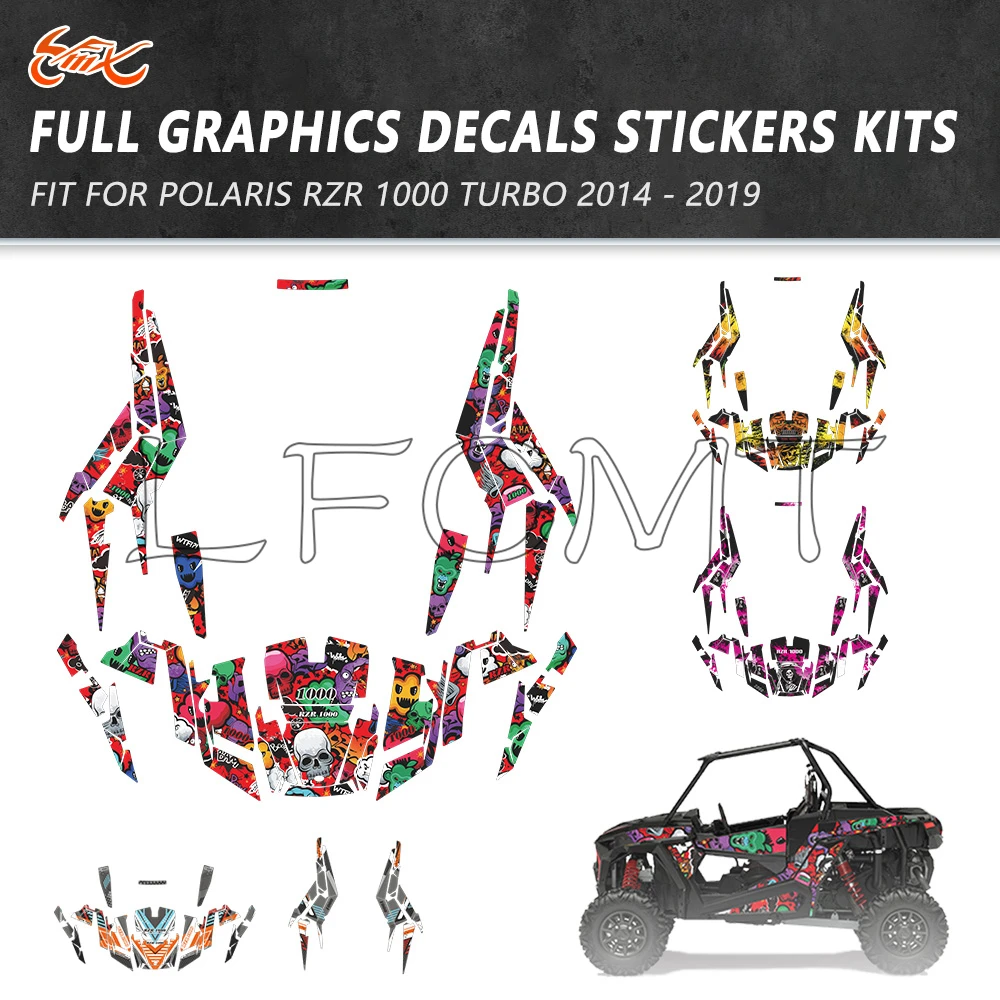UTV Decoration Decals Stickers Graphics Kit Fit for Polaris RZR 1000 RZR1000 TURBO 2014 2015 2016 2017 2018 2019 2 Door