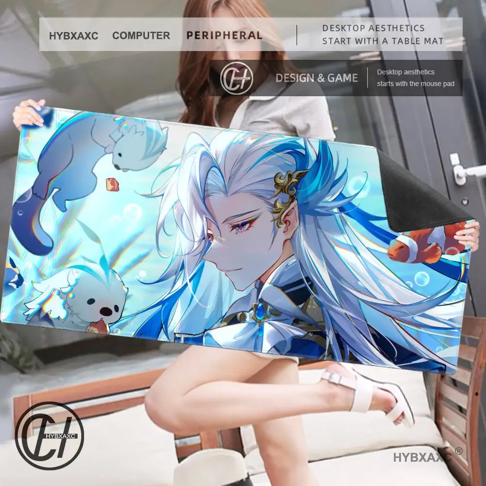 Neuvillette Mousepad Genshin Impact Mouse Pads Game Mat Xxl Gaming Accessories Desk Rug Keyboard Pad Computer Desk Table Cushion