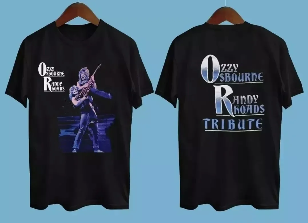 تي شيرت برقبة دائرية مع Ozzy Osbourne Randy Rhoads Tribute Creative - رسومات مستوحاة تتميز بفن الروك للمحبيين