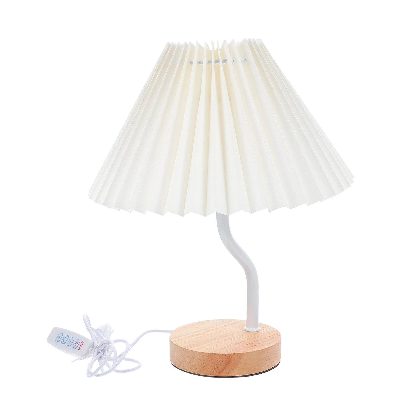 

Modern Pleated Bedside Nightstand Lamp Wooden Base Dimmable Led Light Small Usb Table Lamp For Bedroom Living Room Space Saving