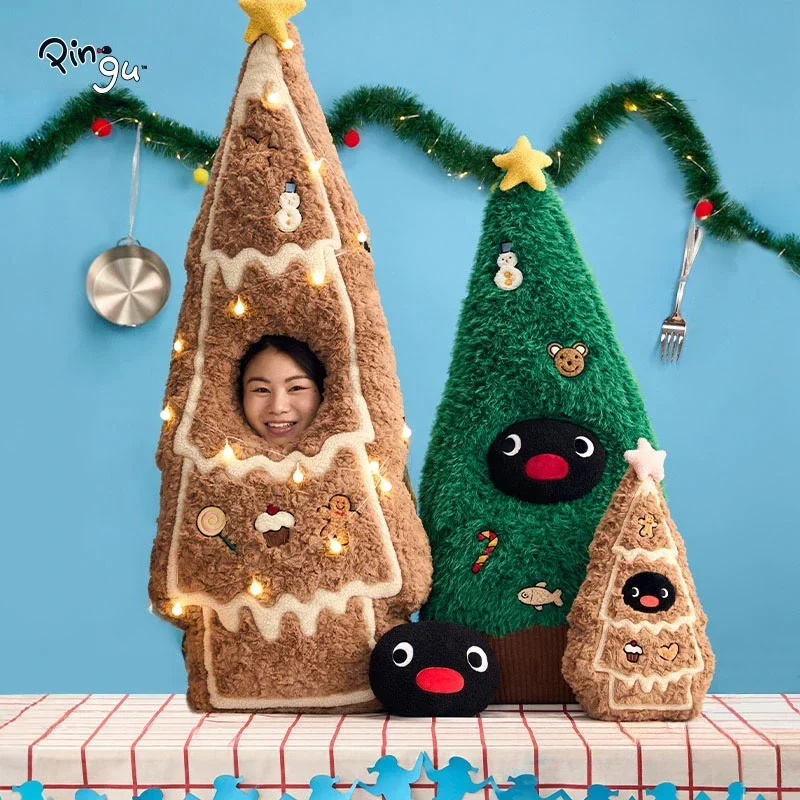 138CM Cartoon Christmas Cute Gingerbread Christmas Tree Long Stuffed Animal Pillow Plushies Children's Christmas Birthday Gift